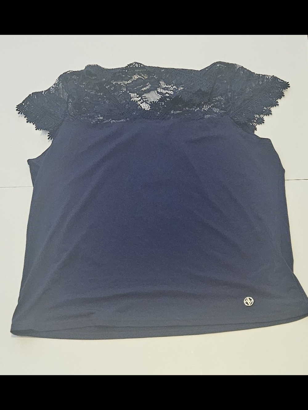 Adrienne Vittadini Navy Lace Yoke Camisole